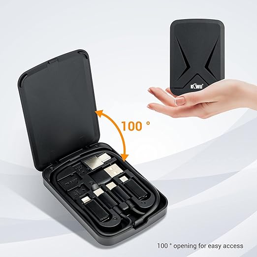 Featuring a 22" USB-C cable and a USB-A/micro-USB/light/OTG USB adapter, this compact cable card is multifunctional.