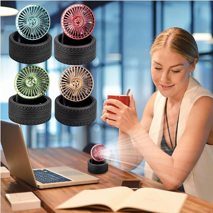 Tech novo- 360-degree rotatable portable fan for car desk, home office, travel, and camping; delivers miles in Indida Windspeed Analogue Tyre Fan (Green)