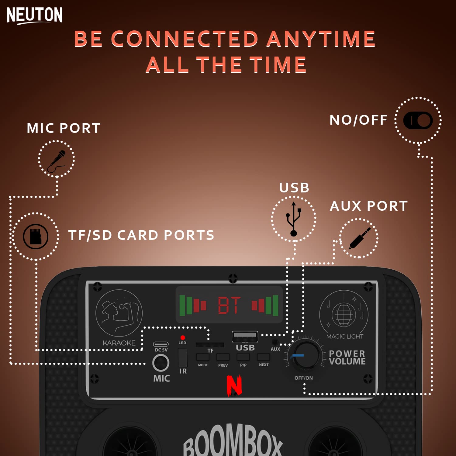 BOOM - Speaker: Bluetooth speaker with microphone, 40W power and up to 5 hours of playback on a 2000mAh battery