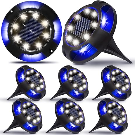 Glow-sync-LED Solar Wall Lights Outdoor Garden Security Lamp-Pack of 8 Solar Light Set  (Free Standing Pack of 8)