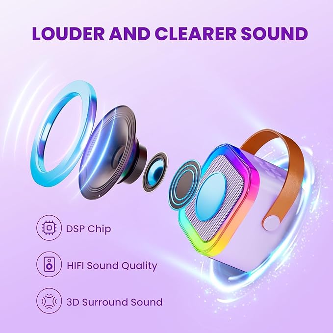 Karoki-Mini Karaoke Machine for Kids,Portable Bluetooth Speaker with Wireless microphone