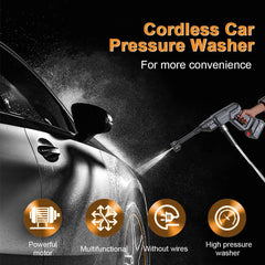 Electric Strain Washer Cordless, 30 Bar Battery Fueled Cleaner with 5-in-1 Spout Convenient High Tension Washer for Vehicle Wall Deck Handheld Vehicle Cleaning Machine with 5M Hose and Cleanser Container