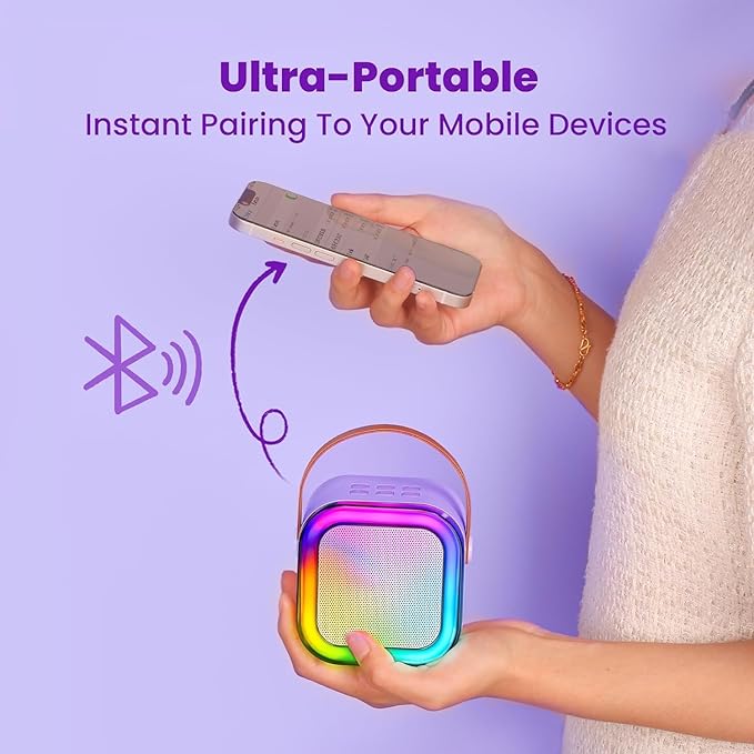 Karoki-Mini Karaoke Machine for Kids,Portable Bluetooth Speaker with Wireless microphone
