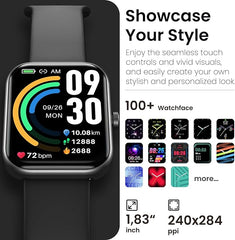 Wise wear - Smart Watch (Call/Answer) Bluetooth fitness tracker with IP68 protection that monitors blood oxygen levels, heart rate, and sleep For Men and Women, a Waterproof 1.83-inch HD Color compatible with both Android and iPhone
