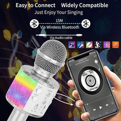Boom - Kids and adults may sing along to their favorite songs with this wireless 4-in-1 handheld Bluetooth microphone that comes with LED lights. It is a great addition to any home KTV or outdoor Christmas birthday party.