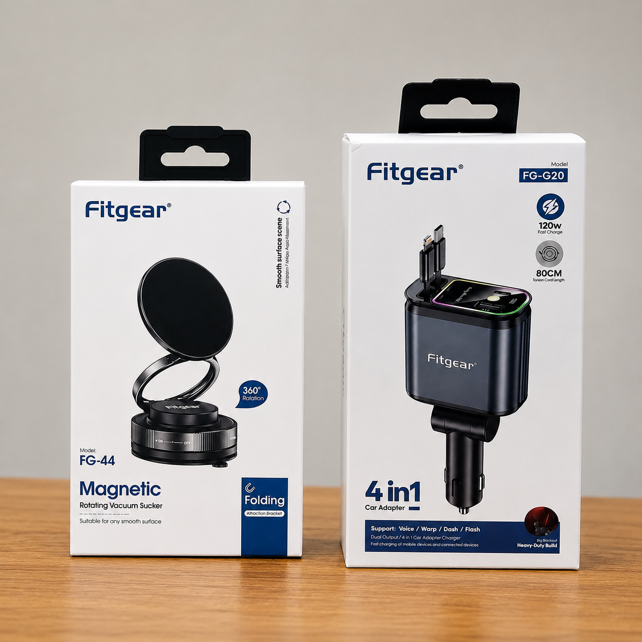 Fitgear Car Essentials Combo | Magnetic Phone Holder + 4-in-1 Fast Car Charger | Complete Driving Setup