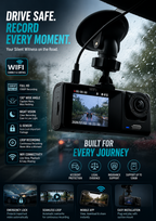 BLACK BOX HD 1080P Traffic Recorder – Dual Camera Dash Cam with Night Vision & Loop Recording