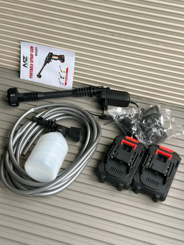 MZ 48Vf Portable Carwasher |  WaterGun – Dual Battery High-Pressure Washer with Foam Bottle & Multi Nozzle Set