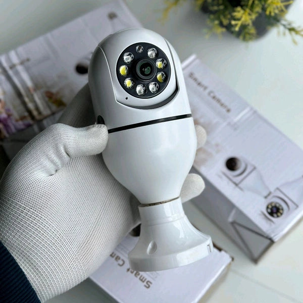 Smart WiFi Bulb Security Camera | 360° Panoramic View | Night Vision | Motion Detection | Two-Way Audio | CCTV