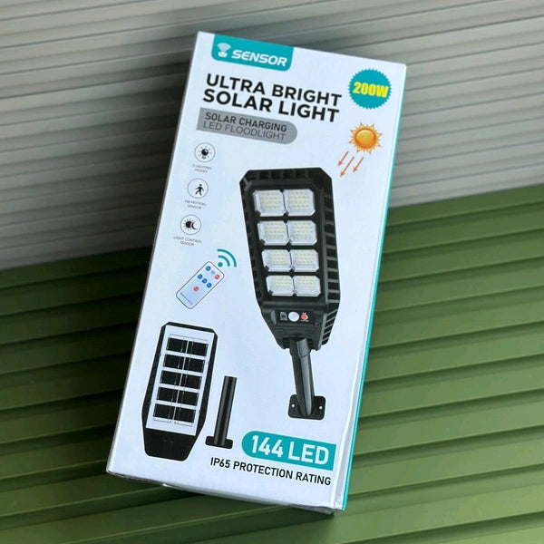Ultra Bright 200W Solar LED Flood Light ,  144 LEDs