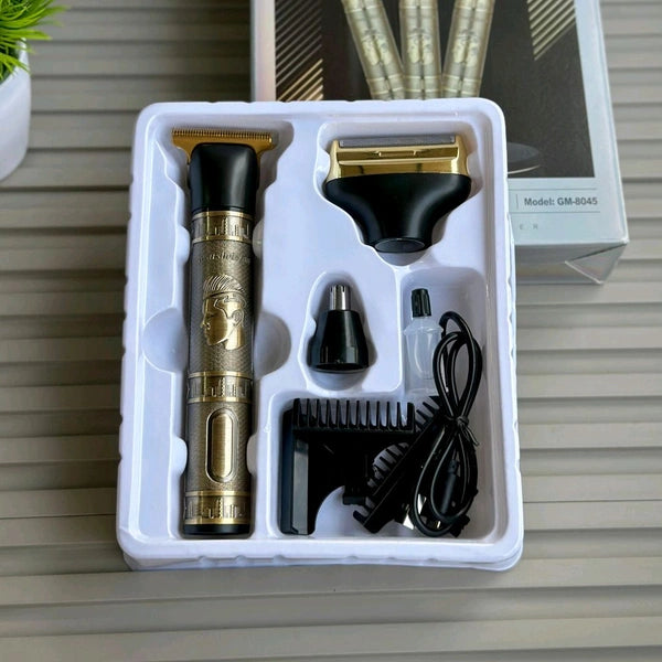 Antique 3-in-1 Vintage Rechargeable Shaver & Trimmer Set | Beard, Hair & Nose Grooming Kit for Men