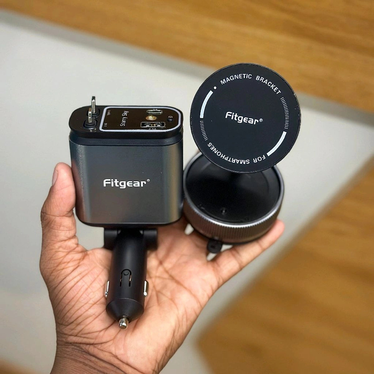 Fitgear Car Essentials Combo | Magnetic Phone Holder + 4-in-1 Fast Car Charger | Complete Driving Setup