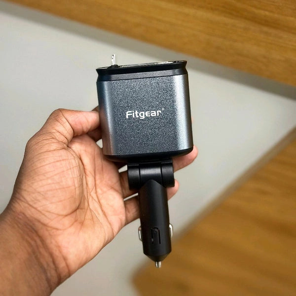Fitgear Car Essentials Combo | Magnetic Phone Holder + 4-in-1 Fast Car Charger | Complete Driving Setup