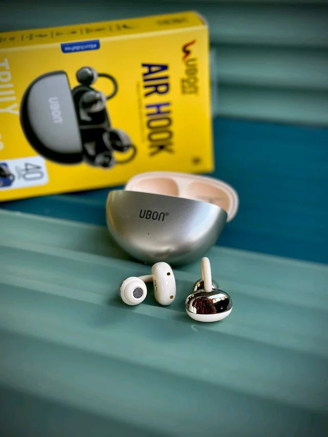 UBON Black Air Hook J8 Truly Wireless Earclips – Open-Ear Bluetooth Earphones with Mic & Type-C Charging