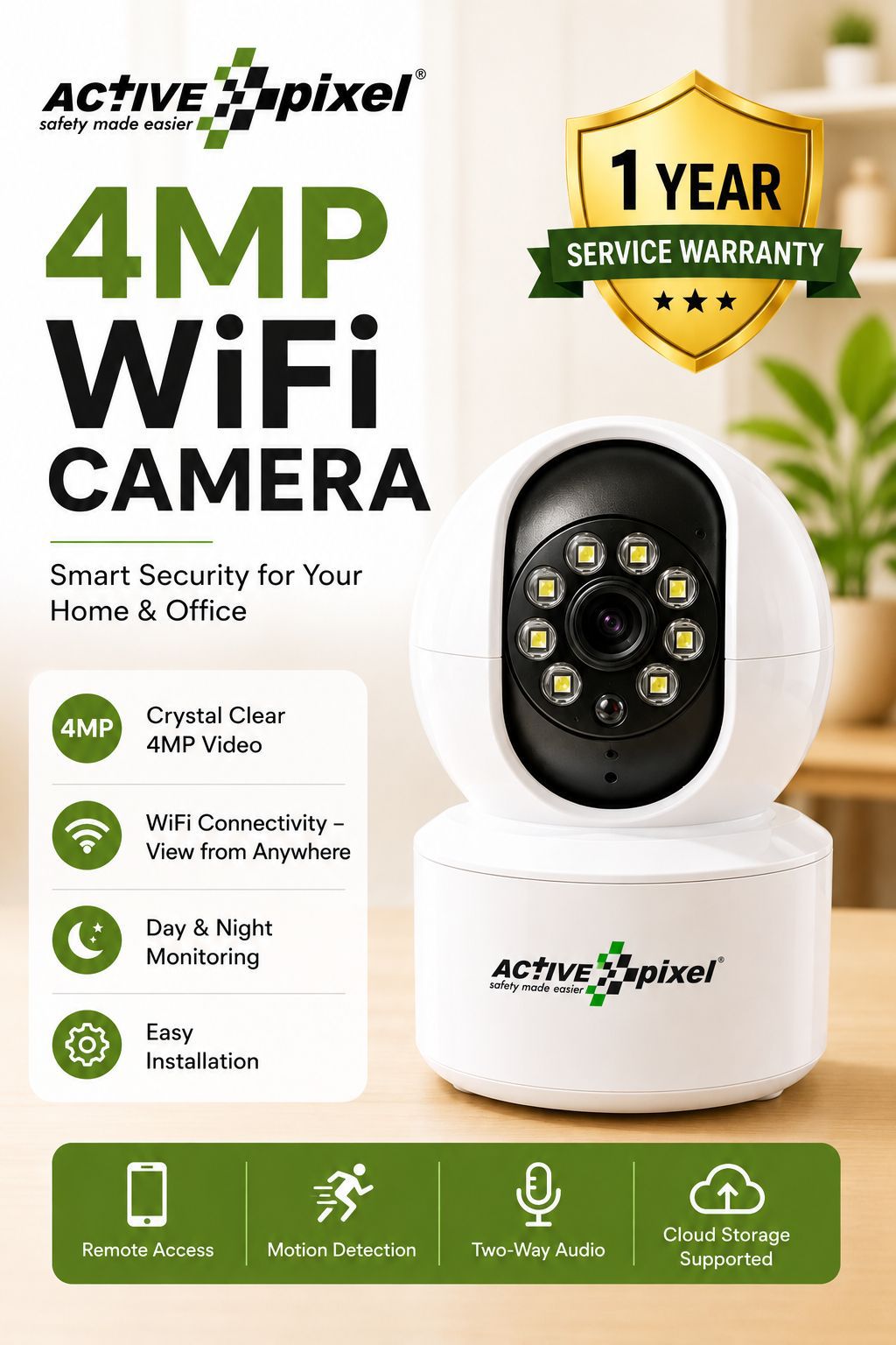 ActivePixel 4MP Smart Security Wifi Camera