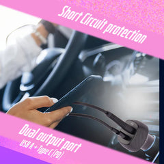 ZEBRONICS - 38W | USB & TYPE-C PORT | WITH TYPE C CABLE Black