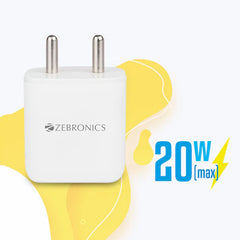 ZEBRONICS-20W | 3A ADAPTOR WITH TYPE-C PORT White
