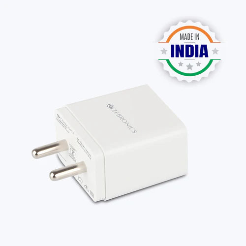 ZEBRONICS - 18W | ADAPTOR WITH TYPE C CABLE White | Black