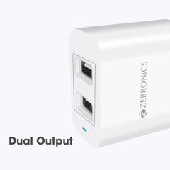 ZEBRONICS - 3.1A | ADAPTOR WITH TYPE C CABLE White