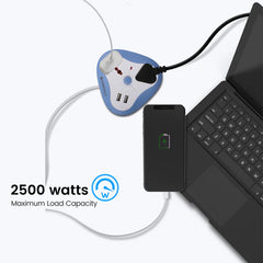 ZEBRONICS - USB POWER STRIP|2500W|0.88M|2 Socket|2 USB