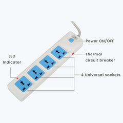 ZEBRONICS - POWER STRIP |2500W|2.8M|4 Socket