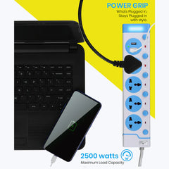 ZEBRONICS - USB+POWER STRIP|2500W|2.7M|4 Socket|2 USB