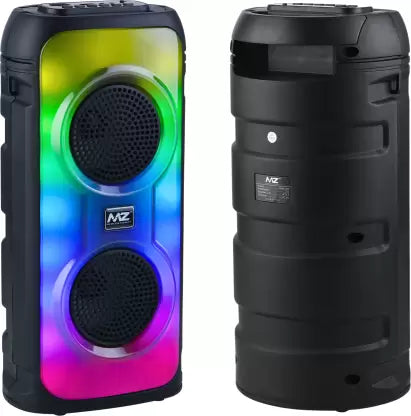 Boom-Mz Fusion Party V3 40W Bluetooth Karaoke Party Speaker with Dual Drivers, RGB Lighting, USB/SD Card/Aux Playback, Auto TWS Function, and Remote Control (Black) with immersive sound and a 3-meter wired microphone